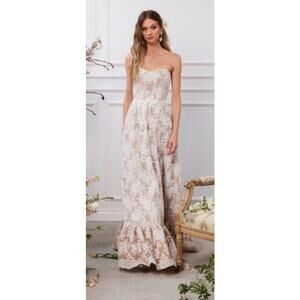 V. Chapman White Charlotte Lace Gown Strapless Corset Slit Bridal NWOT Sz4